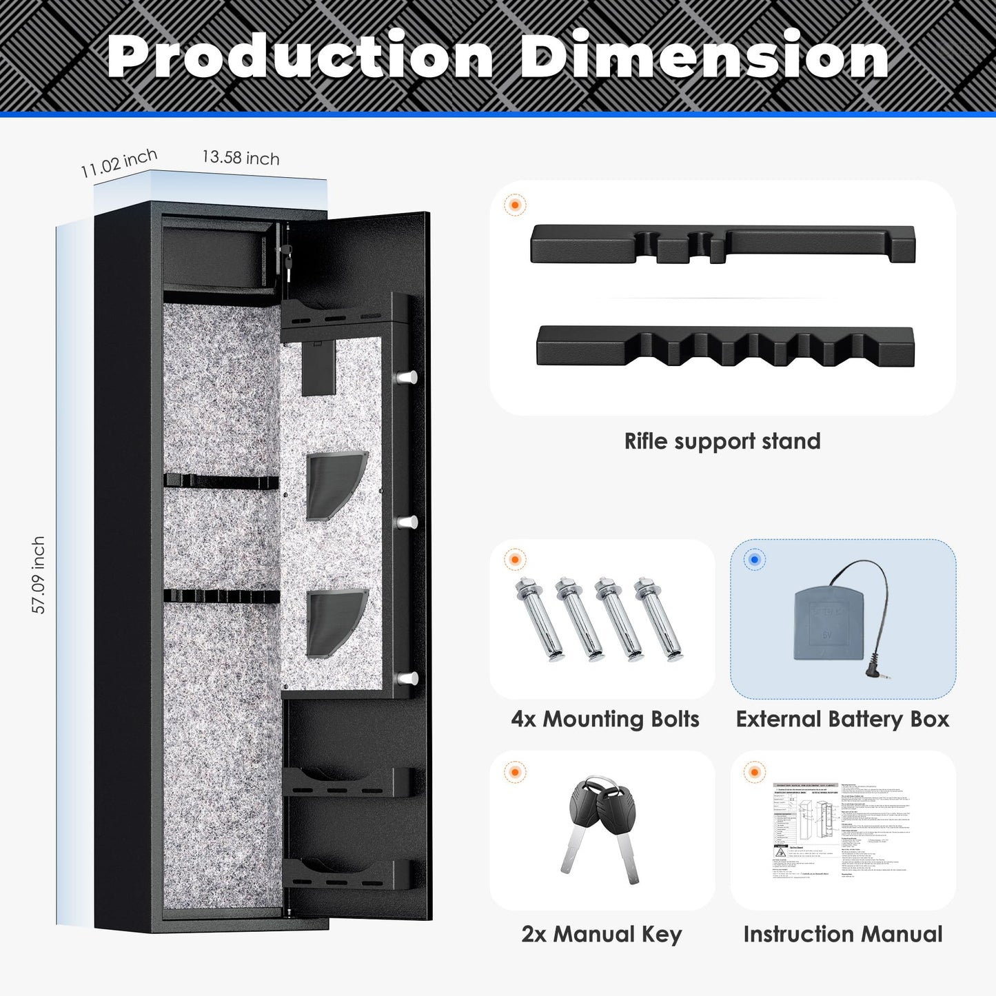 INTERGREAT 5-6 Gun Safes,Gun Safe for Rifles and Pistols,Shotgun Rifle Safe,Gun Safes for Rifle and Shotguns,Long Gun Cabinets with Fingerprint/Digital Keypad/Removable Shelf for Rifles Safes