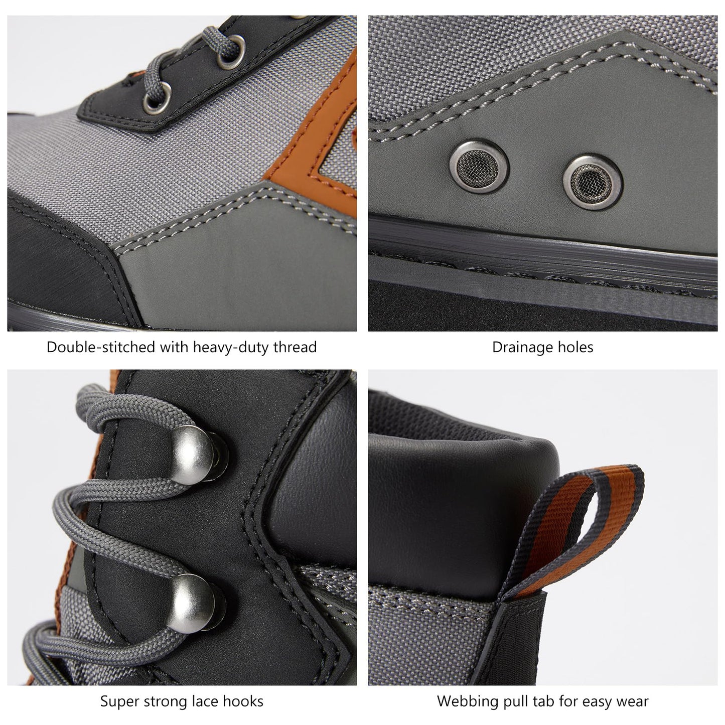 BASSDASH Men’s Wading Boots Lightweight Anti-Slip Rubber Sole Fly Fishing Wading Shoes