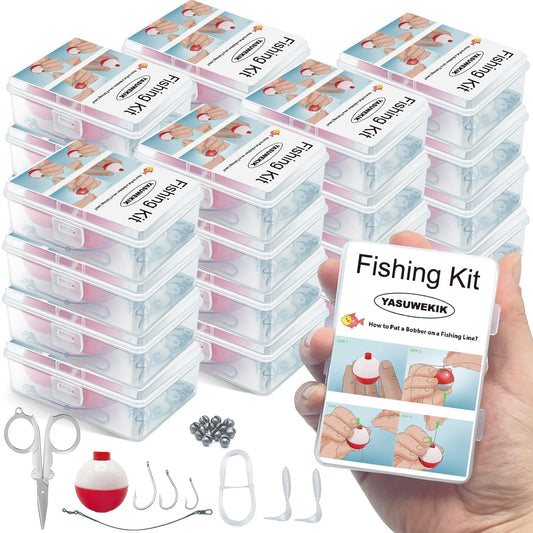 yasuwekik 12 Pack Mini Fishing Kits Bulk Small Emergency Survival Fishing Kits Outdoor Compact Fishing Tackle Kits with Case for Beginner Operation Christmas for Child Shoebox Stocking Stuffer Gift