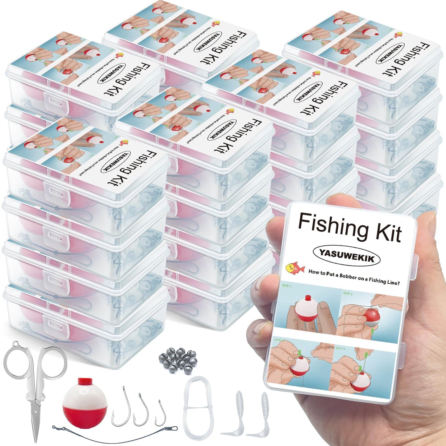 yasuwekik 8 Pack Mini Fishing Kits Bulk Small Emergency Survival Fishing Kits Outdoor Compact Fishing Tackle Kits with Case for Beginner Operation Christmas for Child Shoebox Stocking Stuffer Gift