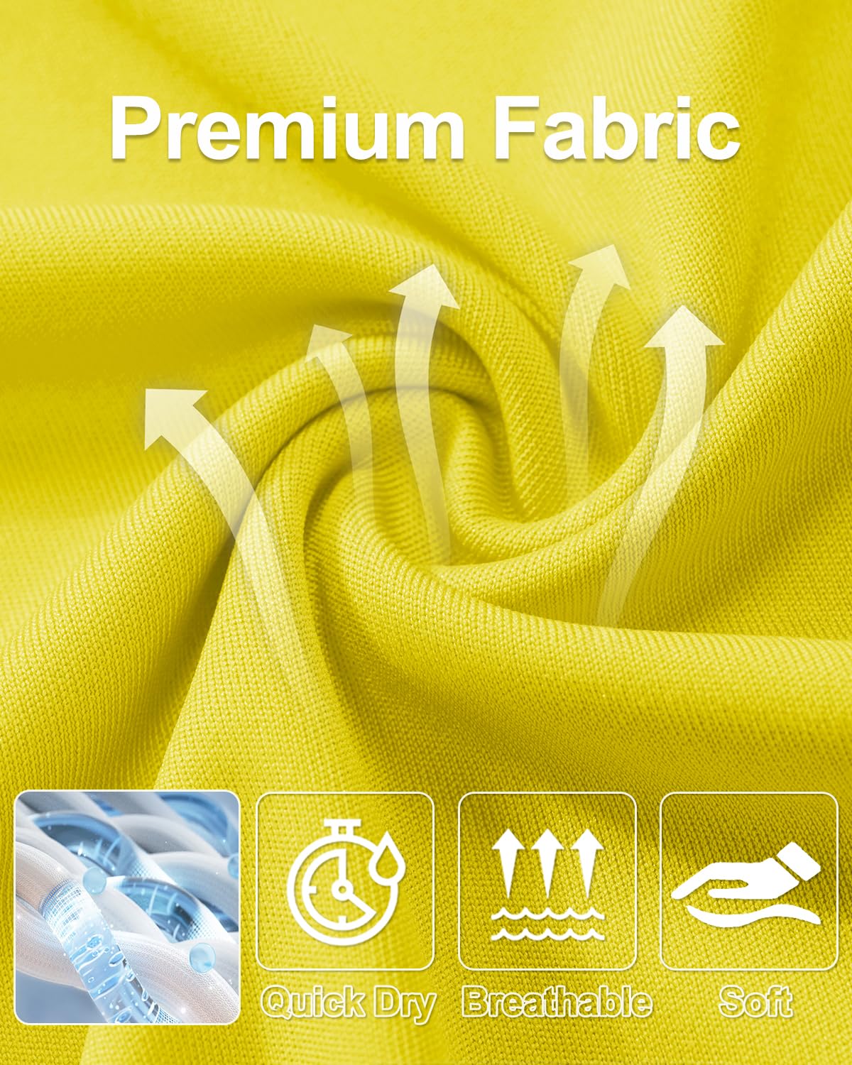 Rash Guard Men Long Sleeve Sun Protection Shirt Men Athletic T-Shirt Running Shirts UV Shirts for Men Sun T-Shirt Yellow