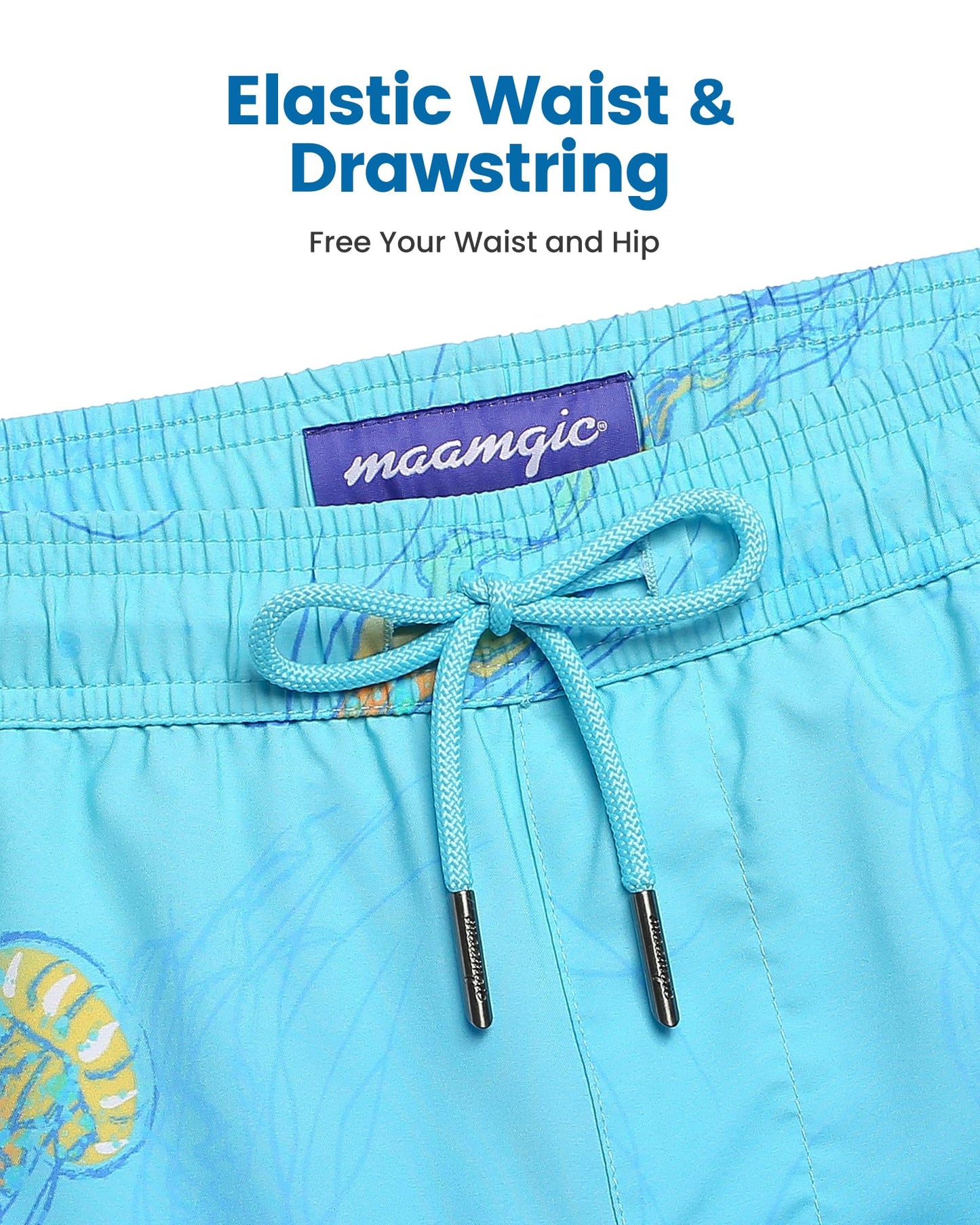 maamgic Mens Swim Trunks with Compression Liner 5 Inch, Quick Dry Bathing Suit with Zipper Pockets, Stretch No-Chafing Swim Shorts, Medusa XX-Large