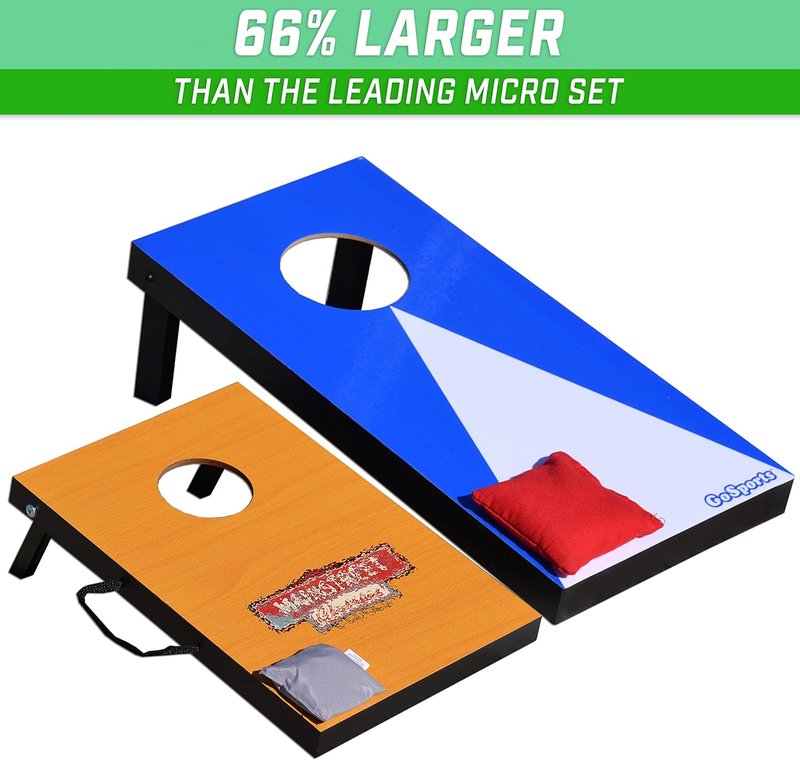 GoSports Portable Cornhole Set - 2 ft x 1 ft with 6 Bean Bags & 2 Boards | Ideal for Indoor & Outdoor Fun