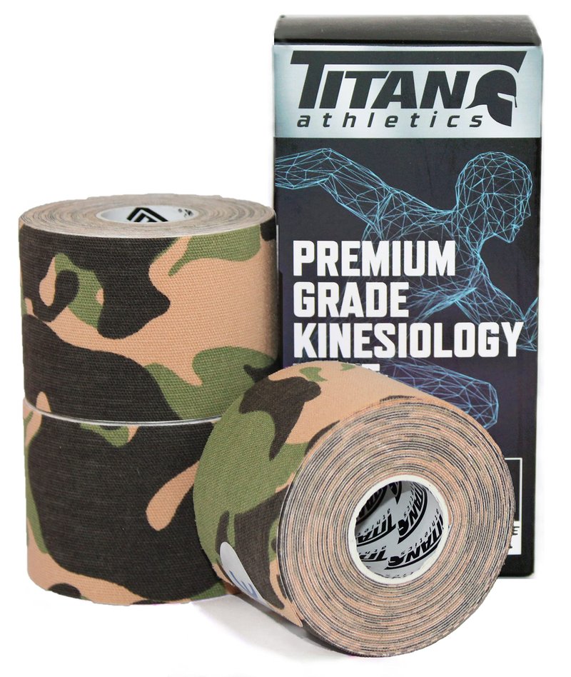 Titan Athletics - 3 Rolls I Kinesiology Tape (2 in x 16.4 ft per roll) I Premium Quality I Ideal Support for Joints and Muscles (Stretchable, Breathable & Hypoallergenic) (3 Pack, Camo)