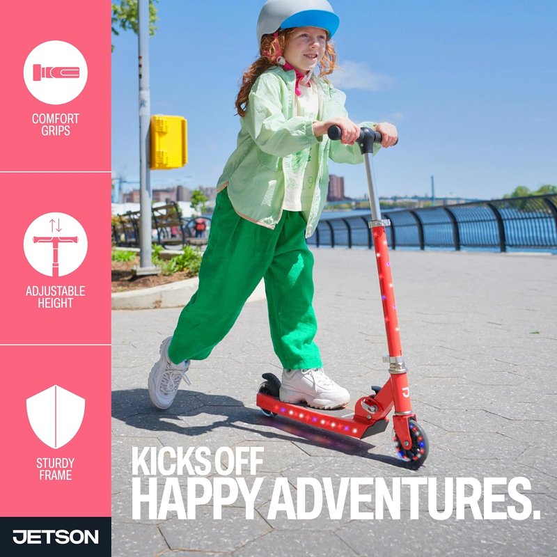 Jetson Jupiter Kids Light-Up Kick Scooter - Adjustable Handlebar, LED Lights, Easy-Folding Design | Ages 5+