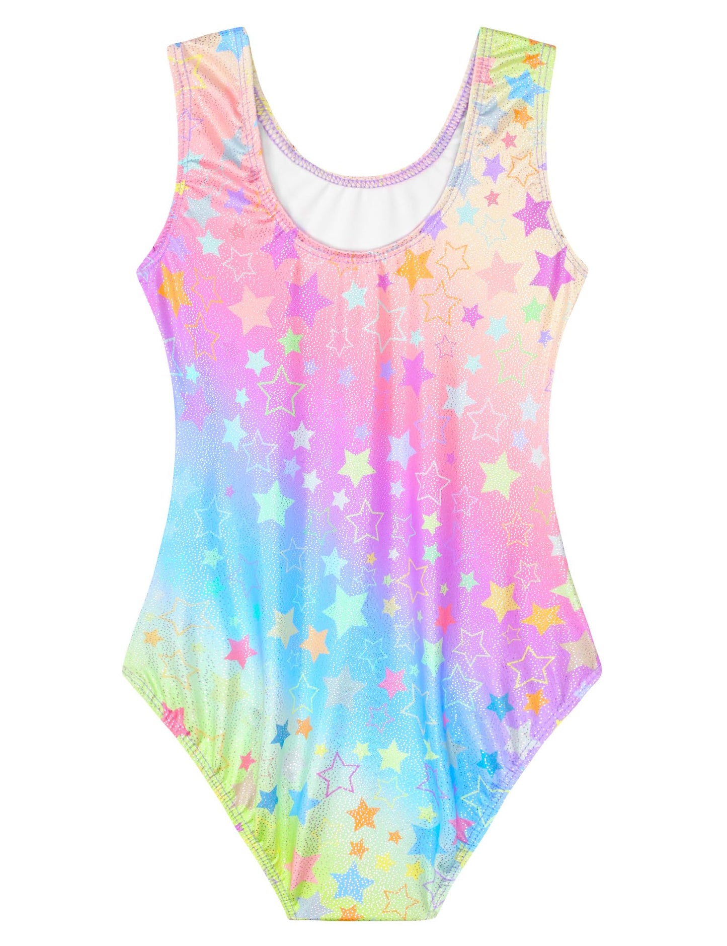 Domusgo Gymnastics Leotards for Girls 6-7 Years Old Rainbow Pentagram Sparkly One Piece Tumbling Outfits