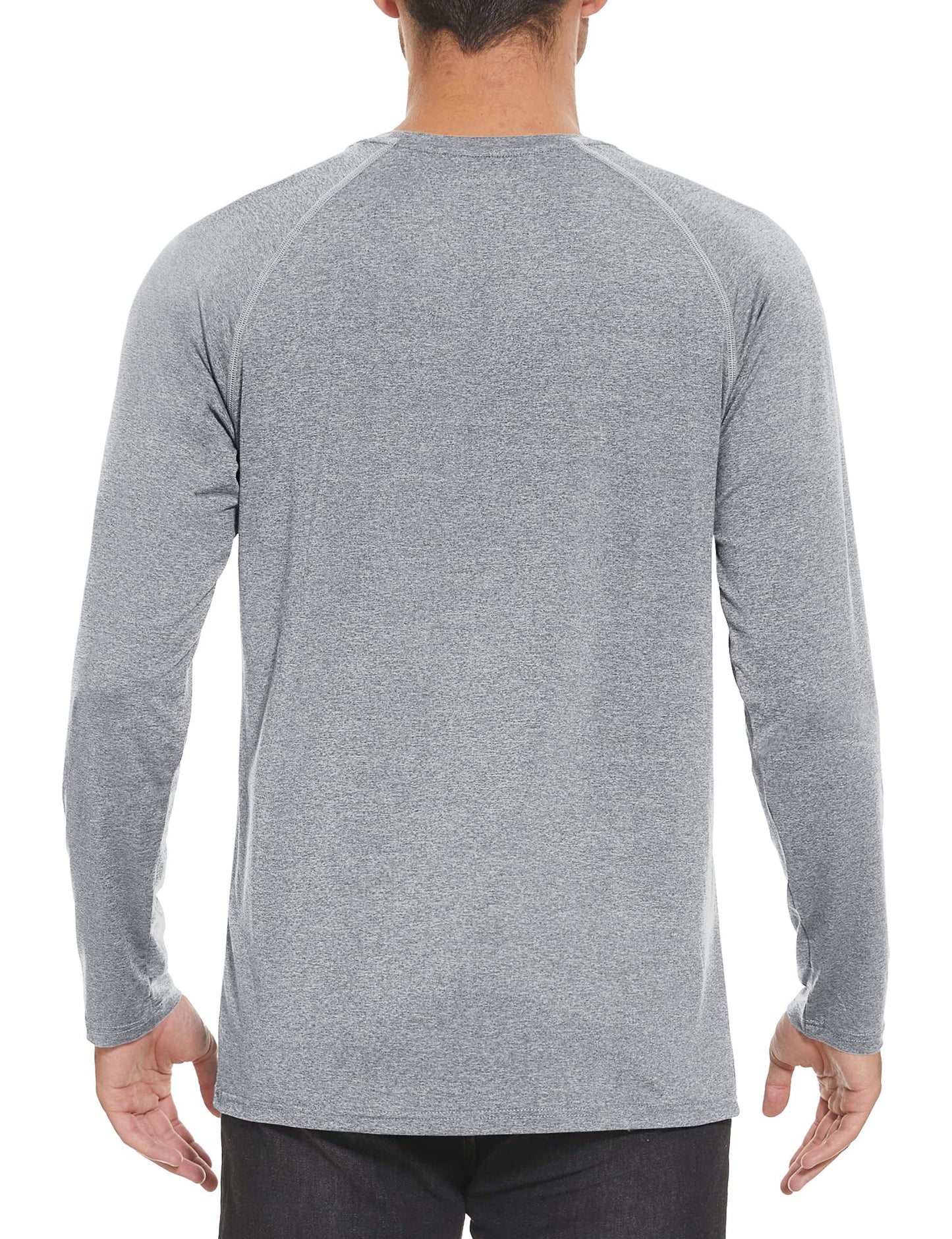 MAGCOMSEN Mens Long Sleeve Shirts UPF 50 Workout Moisture Wicking Quick Dry T Shirts Athletic Fishing Hiking Tee Light Grey,L