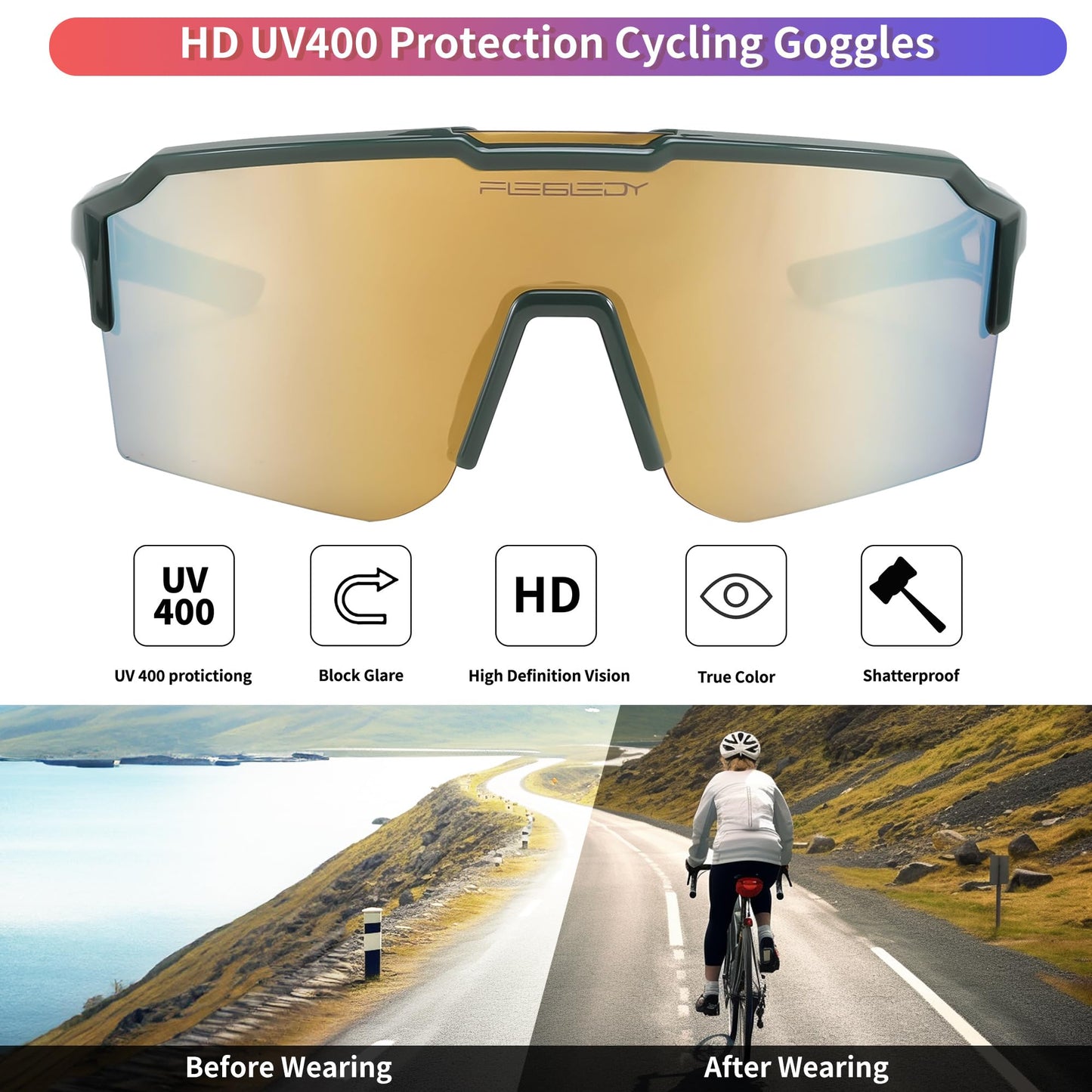 FEISEDY Sports Sunglasses for Men Women Baseball Cycling Running Driving Glasses UV400 B0088