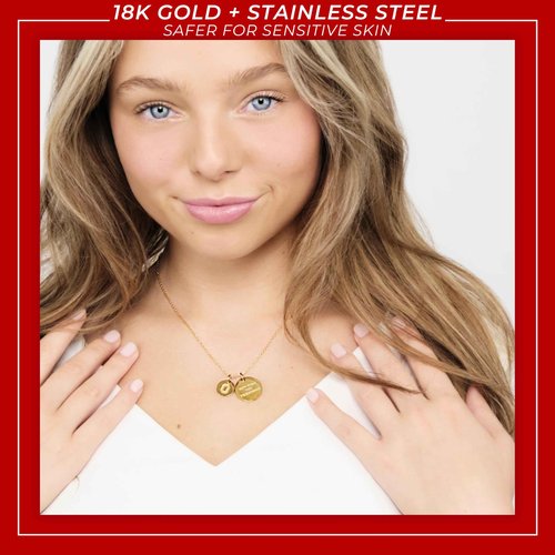 Stone Armory Necklace for Ohio State Buckeyes - 18K Gold-Plated Stainless Steel Jewelry Designed for Sensitive Skin - Adjustable 16-20in Chain, Gift for Ohio State University Fans
