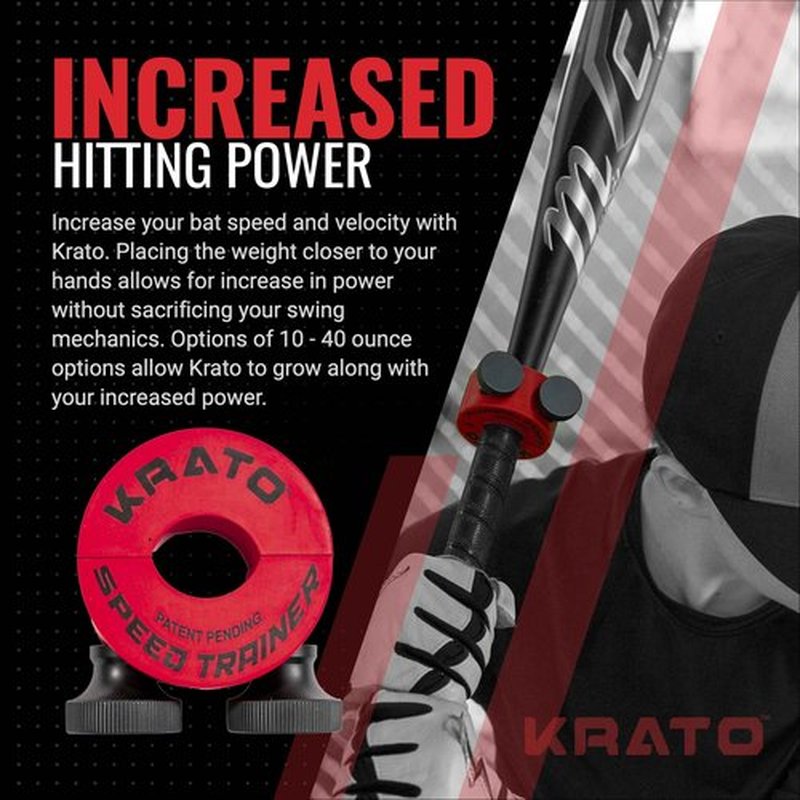Krato Bat Weight - Baseball and Softball Bat Training Weight for Youth, High School, College - Baseball Swing Training Weight - Adjustable Live Hitting Batting Practice Aid to Improve Velocity - 30 oz