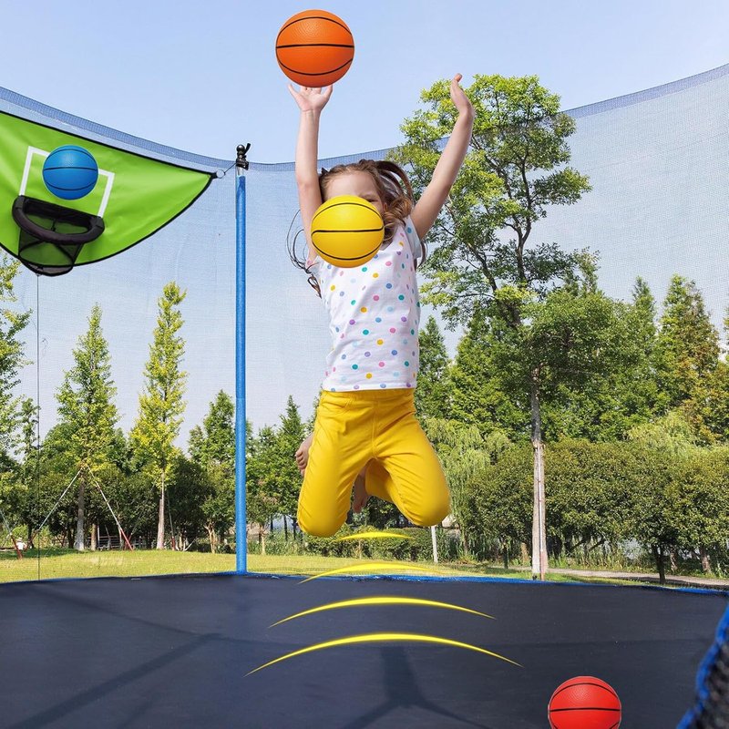 Trampoline Basketball Hoop - Easy Install with Pump & 4 Mini Balls | Universal Dunking Accessory