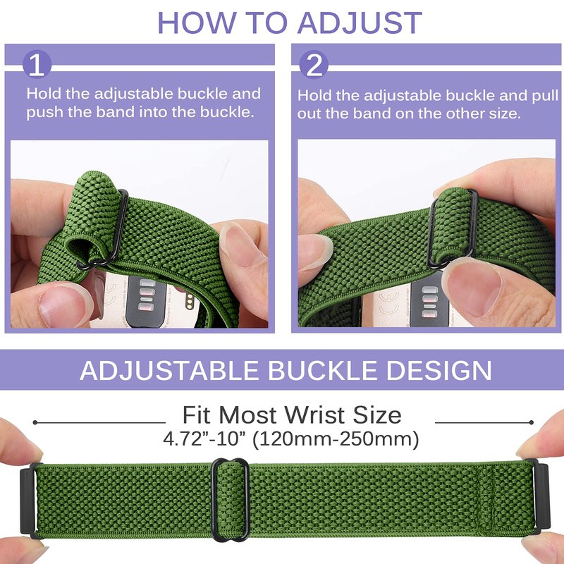 Vodtian Elastic Bands Compatible with Fitbit Versa/Versa 2/Versa Lite/Versa Special Edition Watch Band, Adjustable Nylon Braided bands Replacement Solo Loop Sport Straps Wristband for Women Men