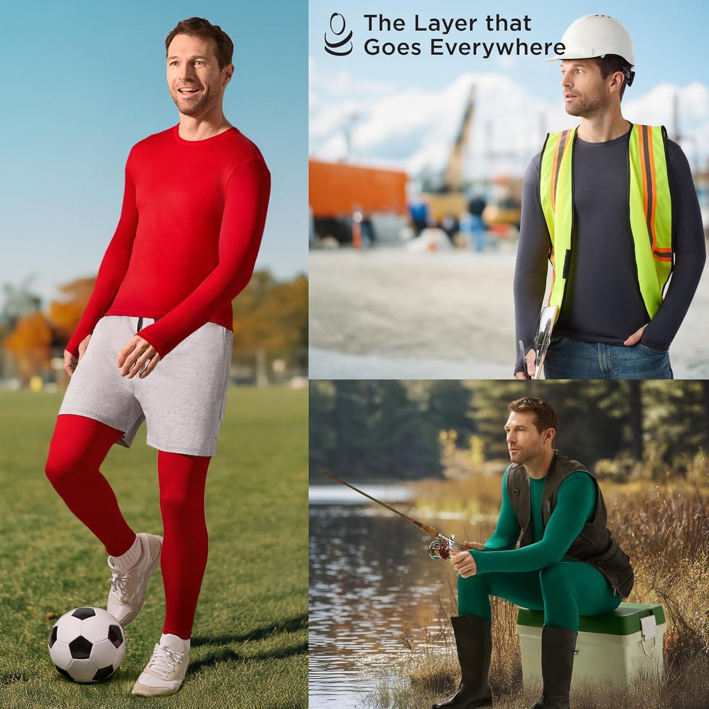 Cuddl Duds Men's Lightweight Active Base Layer Set - Breathable Long Sleeve Top & Leggings | Perfect for Lounging