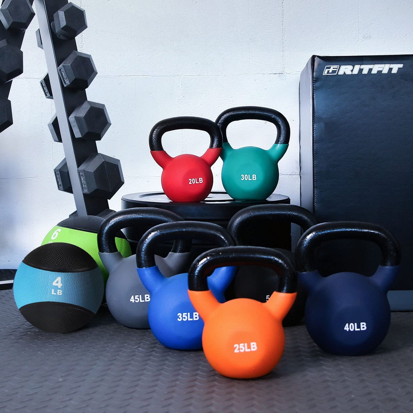 RitFit Neoprene Coated Solid Cast Iron Kettlebell - Great for Full Body Workout, Cross-Training, Weight Loss & Strength Training (5/10/15/20/25/30/35/40/45/50 LB) (25LB(Orange))