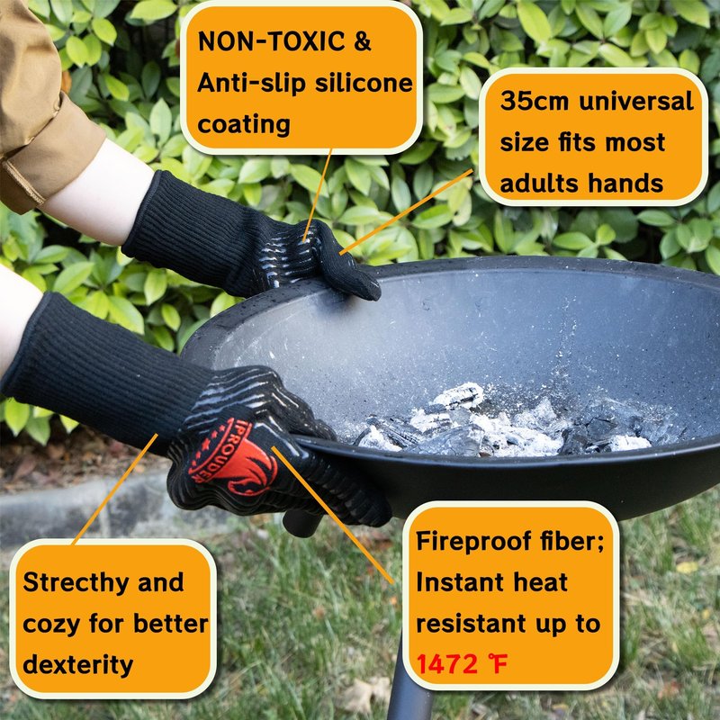 IPROUDER 6-in-1 Dutch Oven Camping Accessories Kit - Campfire Cooking Equipment with Marshmallow Roasting Sticks, Heat-Resistant Gloves, 16" Scissors Tongs, Lid Lifter & Lid Stand