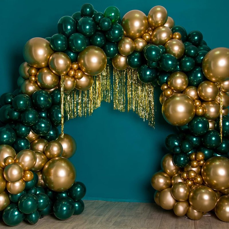 Gold Balloon Garland Arch Kit - 129pcs Metallic Balloons in 5-18 Inch Sizes for Graduation, Weddings, and Birthday Parties