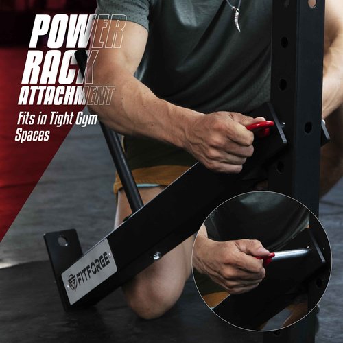 FitForge Belt Squat Attachment for Rack - Space Saving Power Rack Squat Stand Attachment - Power Cage Squat Rack Add On for Home Gym, Compatible with All Hole Plates, Fits 3x3 Racks (No Belt Included)