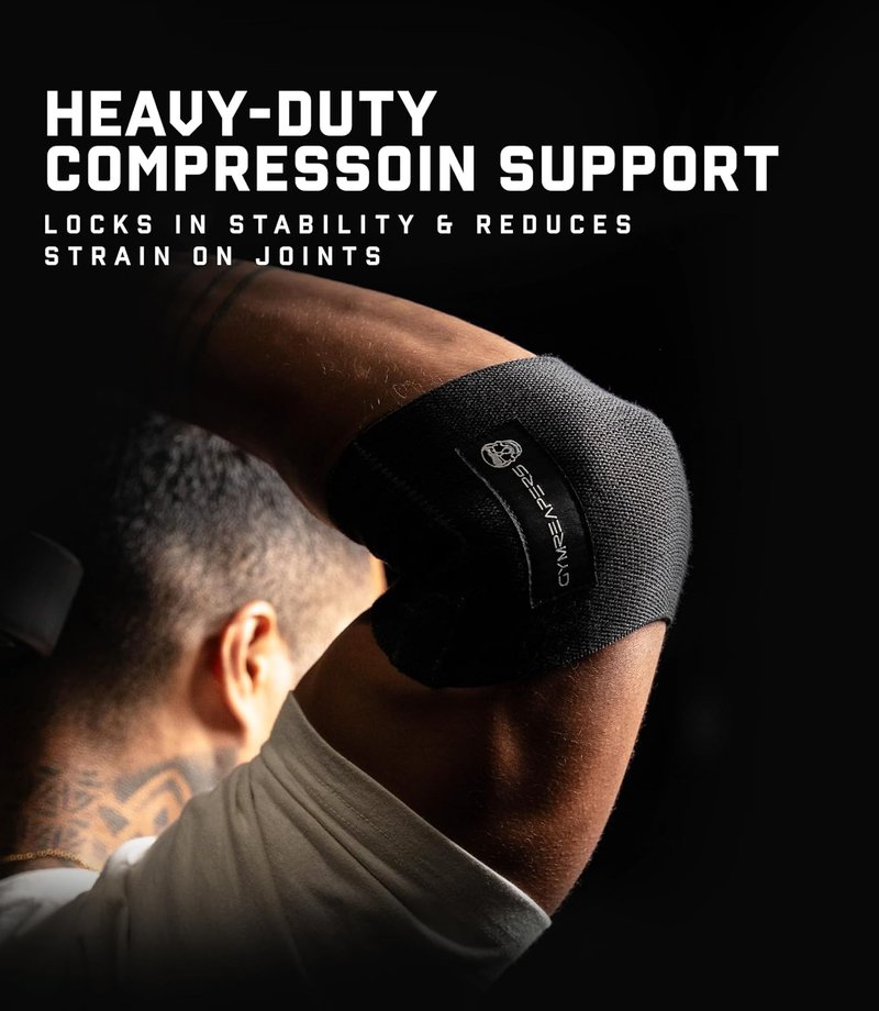 Gymreapers Elbow Compression Cuff for Weightlifting, Powerlifting – Support & Relief for Tendonitis, Stability, Tennis Elbow, Strength Training & Injury Recovery (Black, 13")