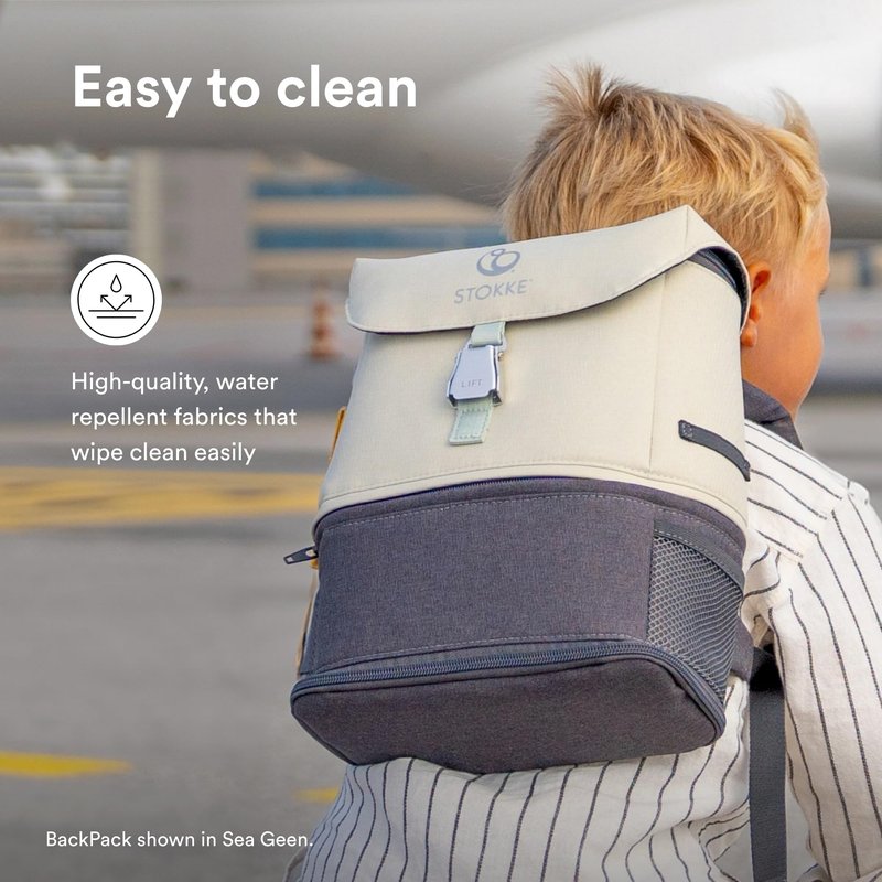 Stokke JetKids BackPack, Pink Lemonade - Expandable Design for Kids 2-7 Years Old - Easy-to-Clean, Water Repellent Fabric - Includes Pull-Out Seat Pad, Name Tag & Detachable Captain Stripes
