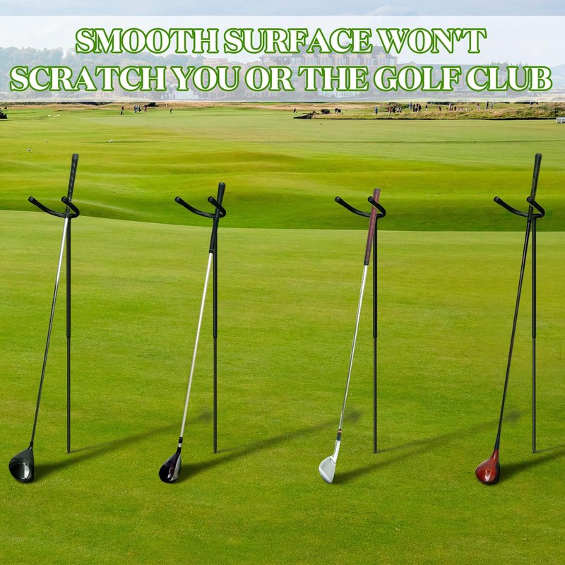 Silipull 2 Pcs U Shaped Golf Holder Keeps Your Clubs Clean Dry and Visible Soft Rubber Covered Metal Protects Your Clubs Bag Easy to Carry (Black)
