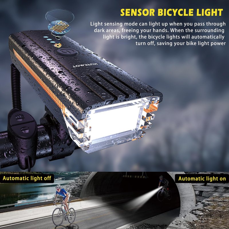 Ultra Bright USB-C Rechargeable Bike Lights with Electronic Horn, Bike Headlights with High Beam Low Beam, 4 Light Mode Bike Lights for Night Riding Easy to Install Road Bike Light