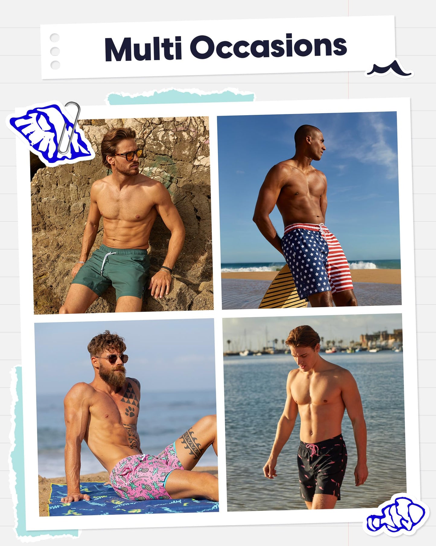 maamgic 2 in 1 Mens Swim Trunks 7 Inch Swim Shorts Swim Suits Board Shorts