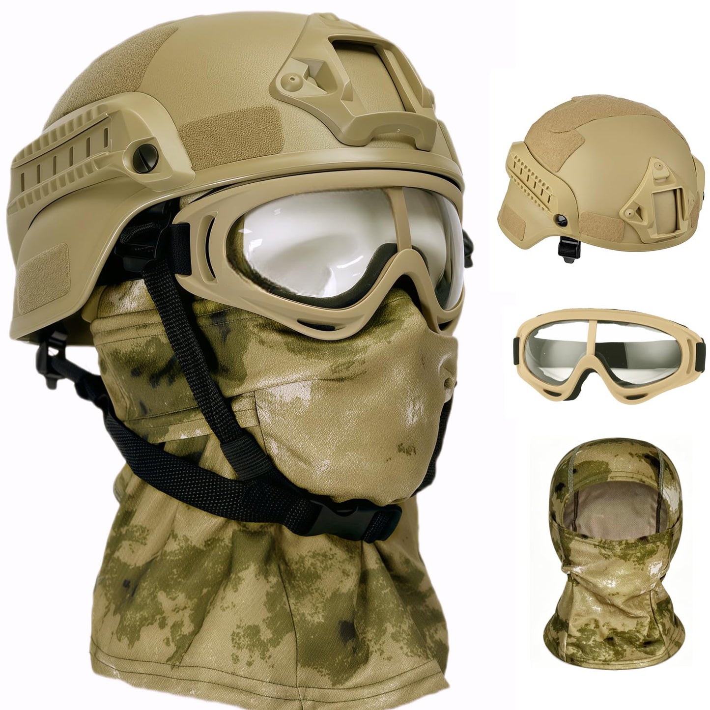 VPZENAR Airsoft Helmet, MICH Tactical Helmet,Airsoft Balaclava Mask,Air Soft Headgear and Air Soft Goggles for Men, Full Head Protection Airsoft Gear