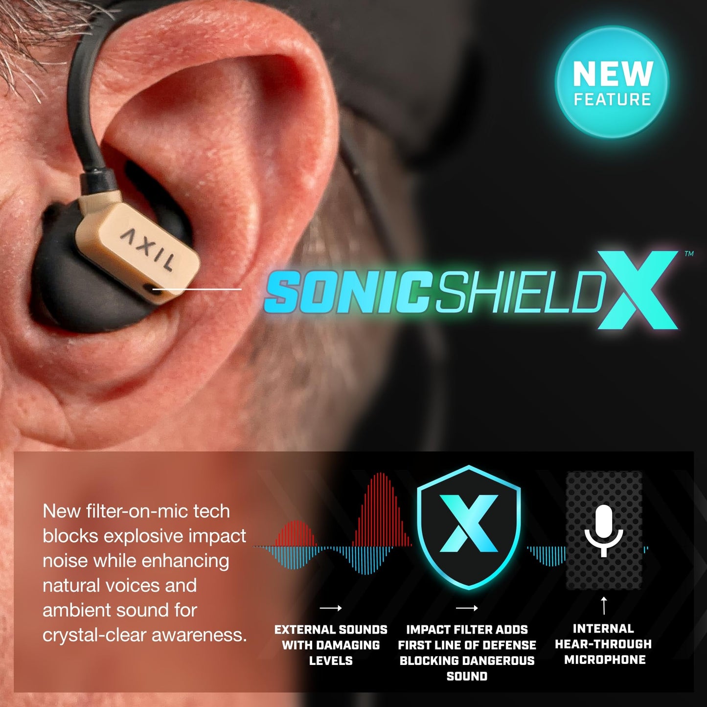 AXIL GS Extreme 3.0 Shooting Ear Protection Earbuds, Desert Tan