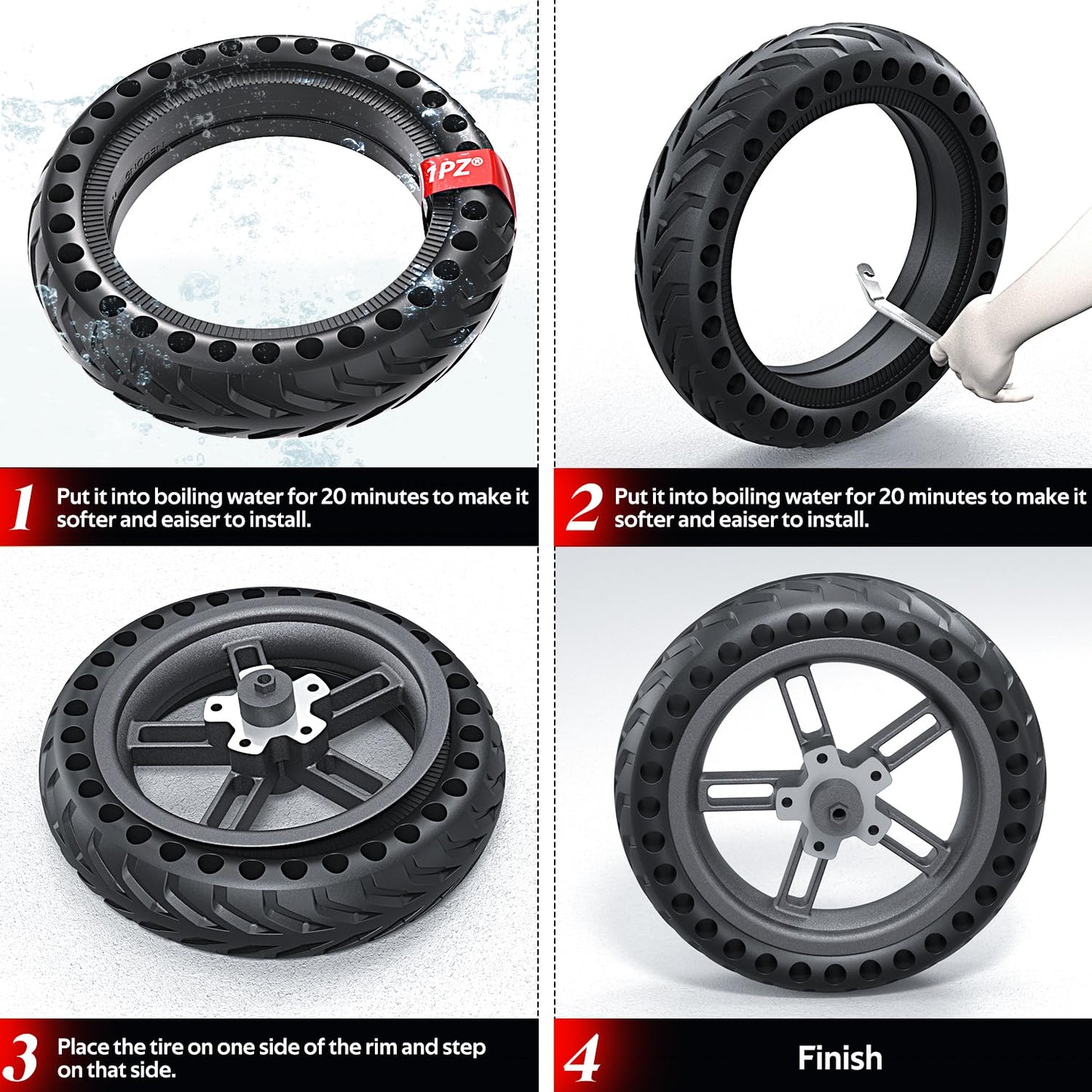 1PZ M36-X85 8.5 Inch Solid Tire 8 1/2 x 2 Scooter Tire Replacement for Xiaomi M365 Gotrax Gxl V2 XR Electric Scooter