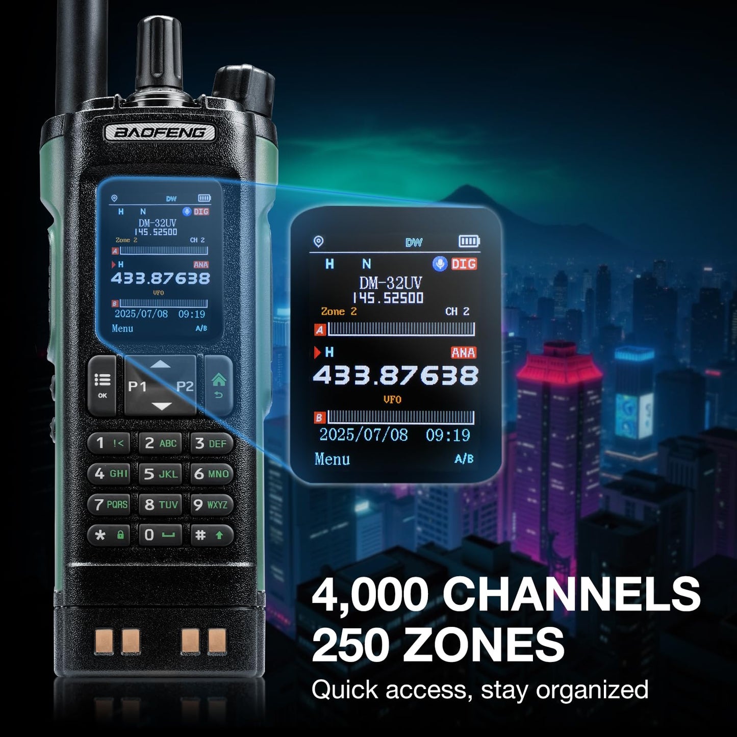BAOFENG DM-32UV 10W DMR Radio, Long Range Ham Radio Handheld + Case Holder