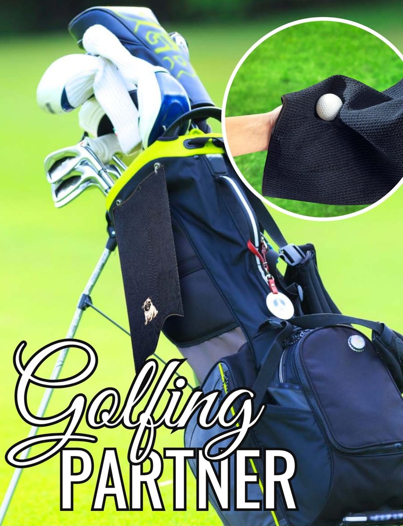 CybGene Pug Gifts Golf Towel, Gifts for Pug Lovers, 40 x 60cm Microfiber Golf Towel for Golf Bags for Birthday, Christmas