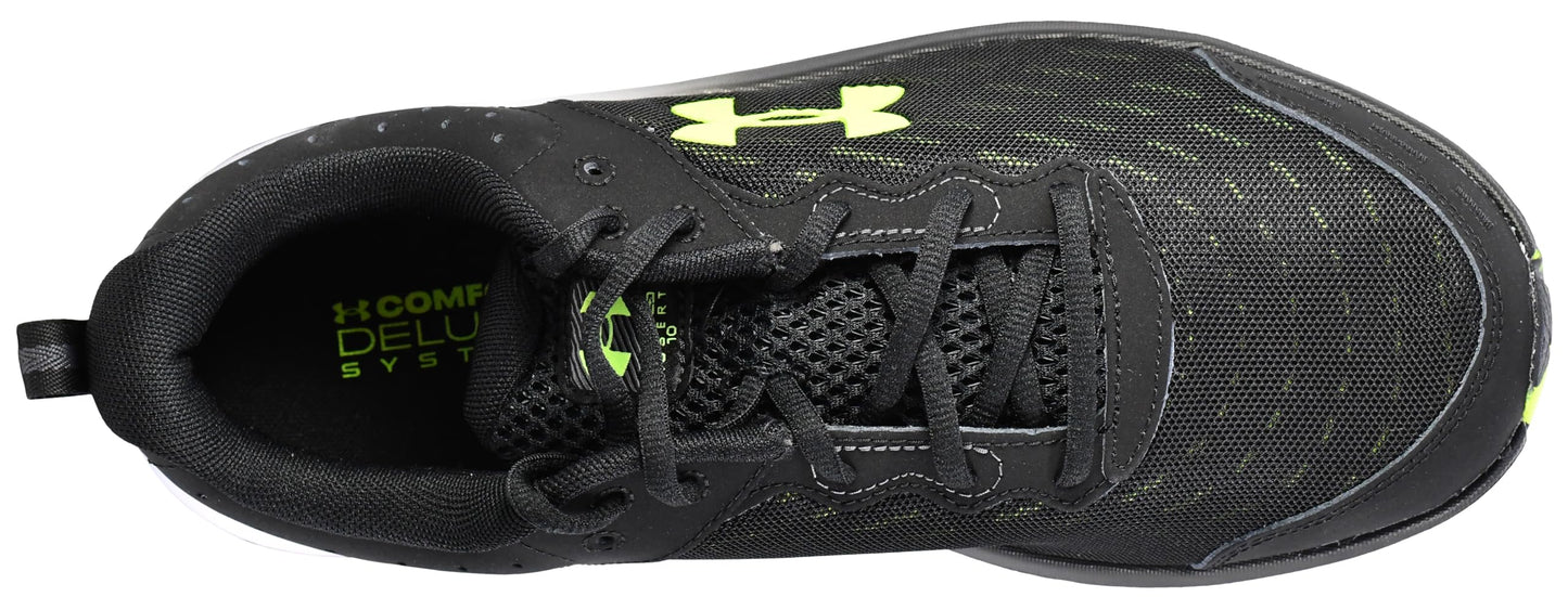 Under Armour Men's Charged Assert 10, (007) Black/Black/High Vis Yellow, 15, US