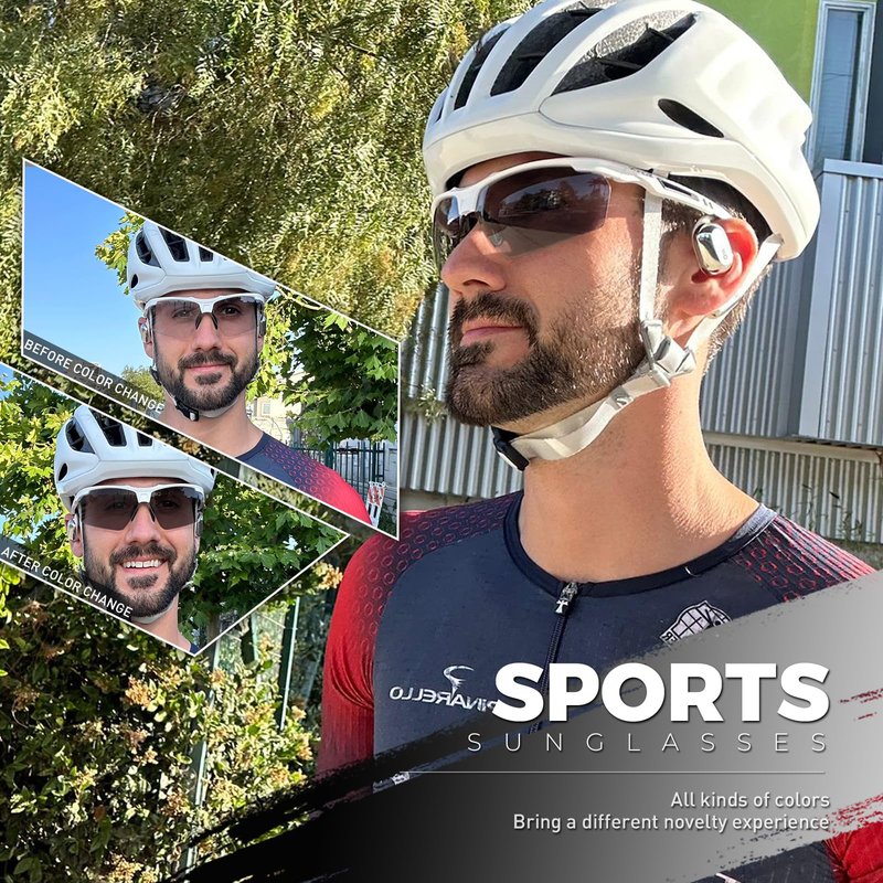 SCVCN Photochromic Sport Sunglasses Cycling Clear Glasses Men Women UV400 Protection MTB BMX Fishing Running Riding Golf Driving Bike Softball Baseball 05