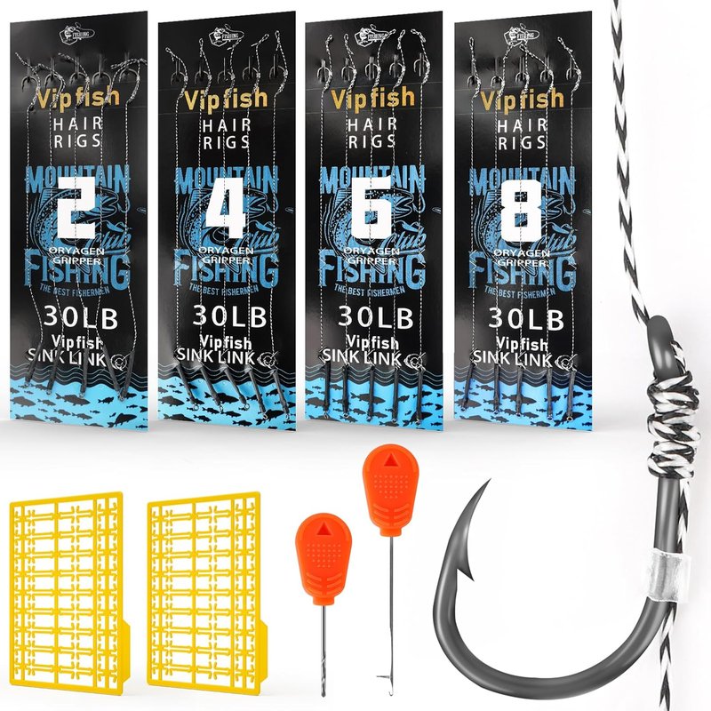 Pre-Tied Carp Rigs 24 Pack - Sharp Hooks, Swivel & PE Line for Big Fish | Ideal for Boilies, Pellets & Corn