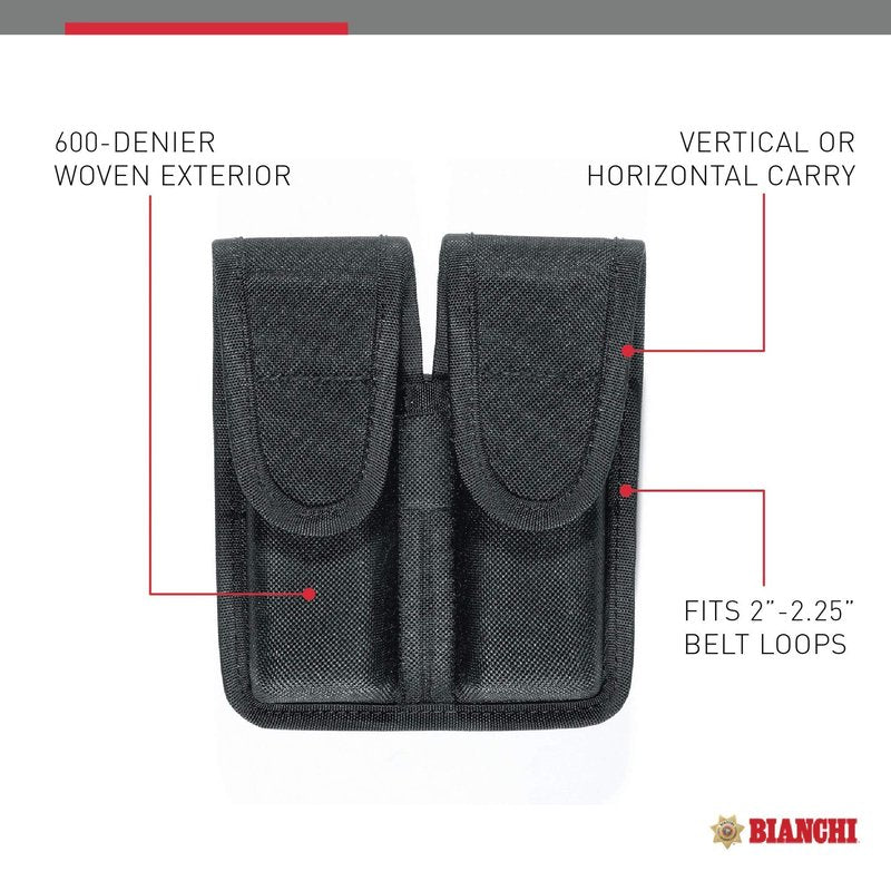 Bianchi Model 8002 Double Magazine Pouch - Size 2, Black