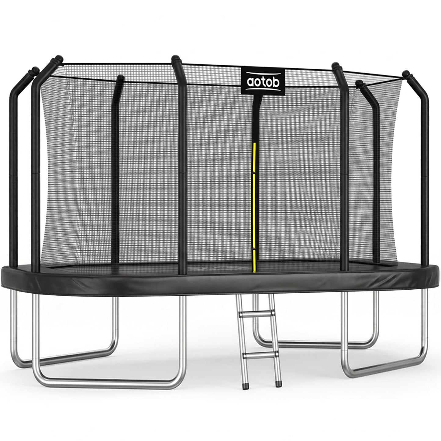 AOTOB 8×14 FT Rectangle Trampoline - Perfect Outdoor Trampoline for Kids - Gymnastics Style Tranpoline with Enclosure Net - Supports Up to 440 lbs(Black)
