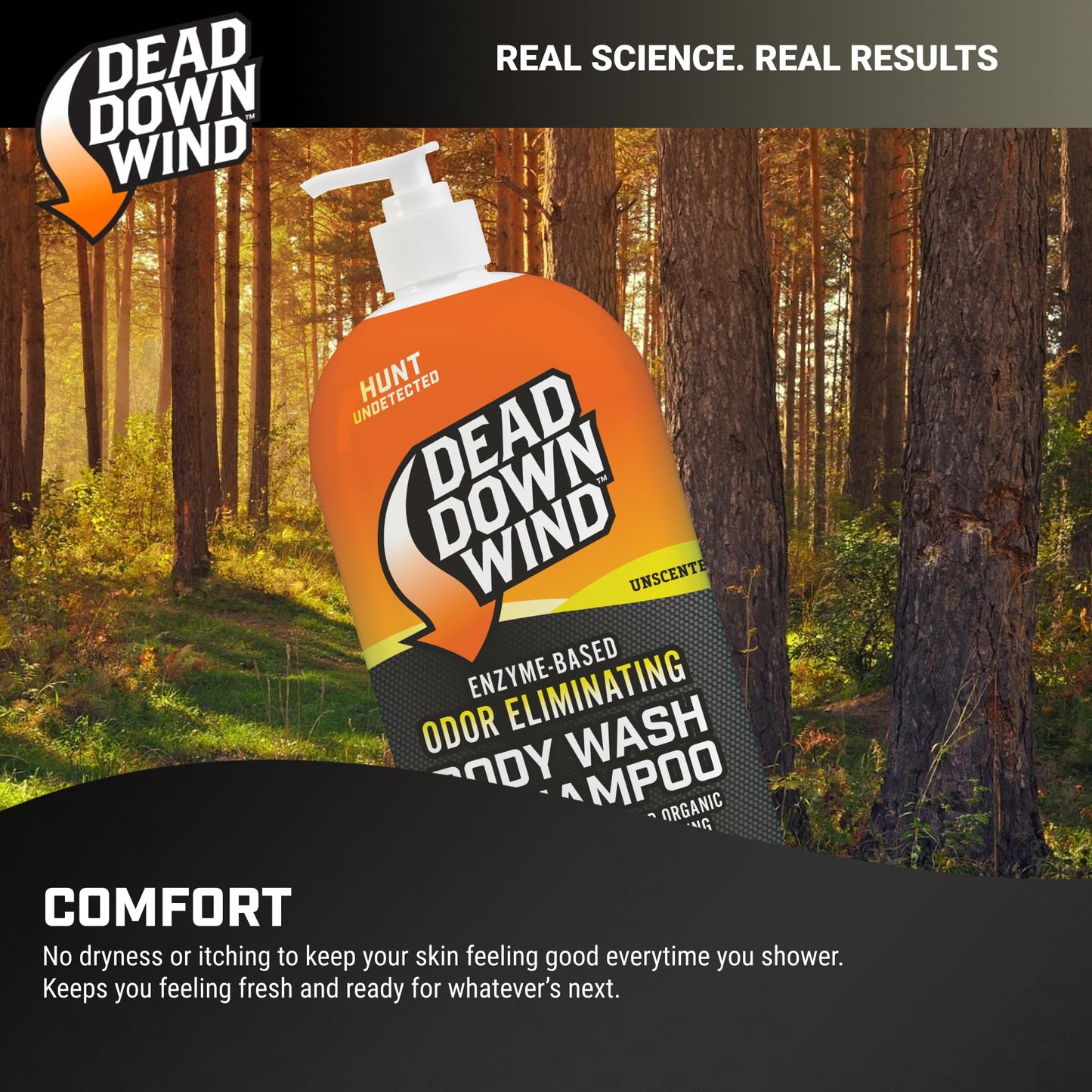 DEAD DOWN WIND Body & Hair Soap Pump Top | 32 oz Bottle | 2 Pack (64 oz.) | Unscented | Sensitive Skin Body Wash & Body Soap, Hunting Accessories