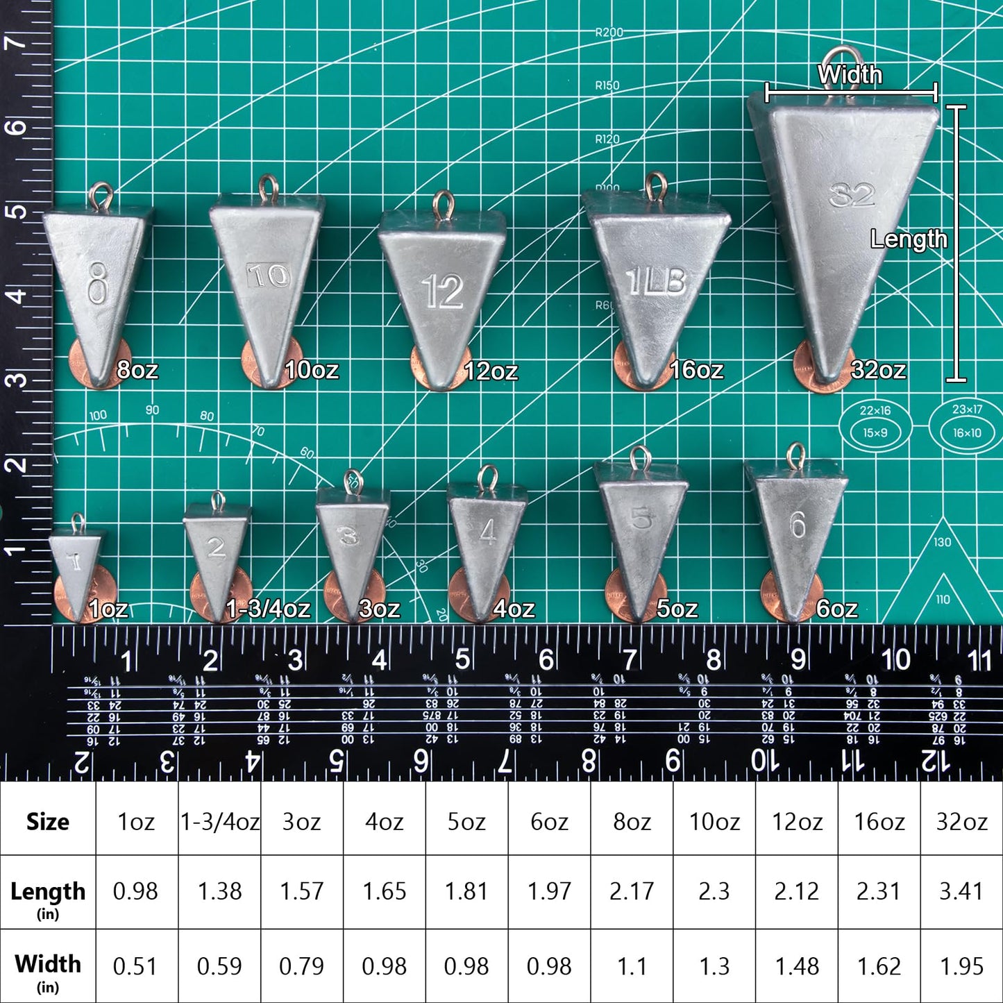 Dr.Fish 5 Pack Pyramid Sinkers Saltwater Lead Fishing Weight 1oz-32oz/2LB Triangle Surf Fishing Bank River Catfishing Pompano 2oz