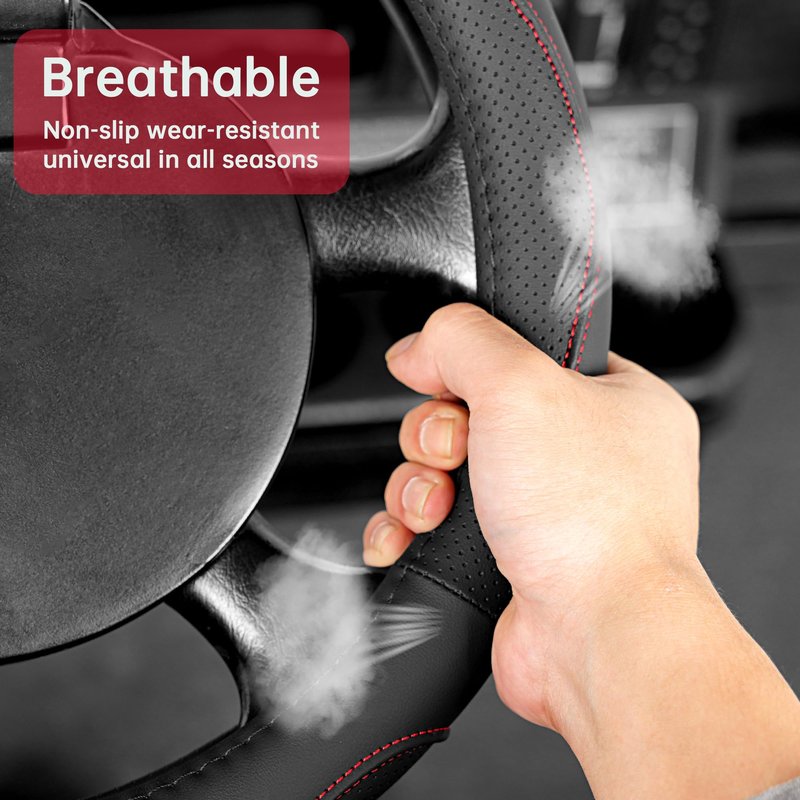 10L0L Golf Cart Steering Wheel Cover-13 Soft and Breathable Anti Slip Leather Steering Wheel Cover,Feels Good in Handling- for EZGO TXT & RXV