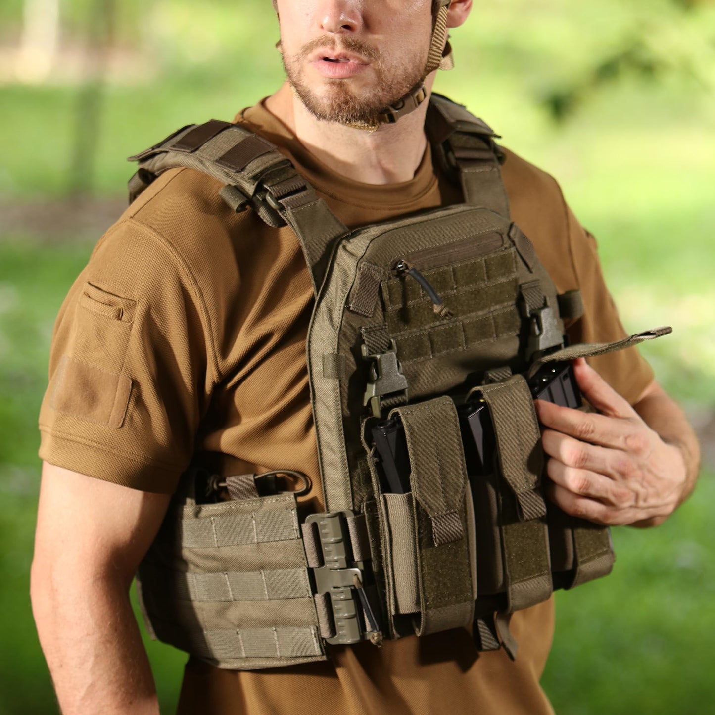 Tuxapo Tactical MOLLE Vests with Triple mag Pouch and Side Cummerbund Pouches, Quick Release Vests for Men