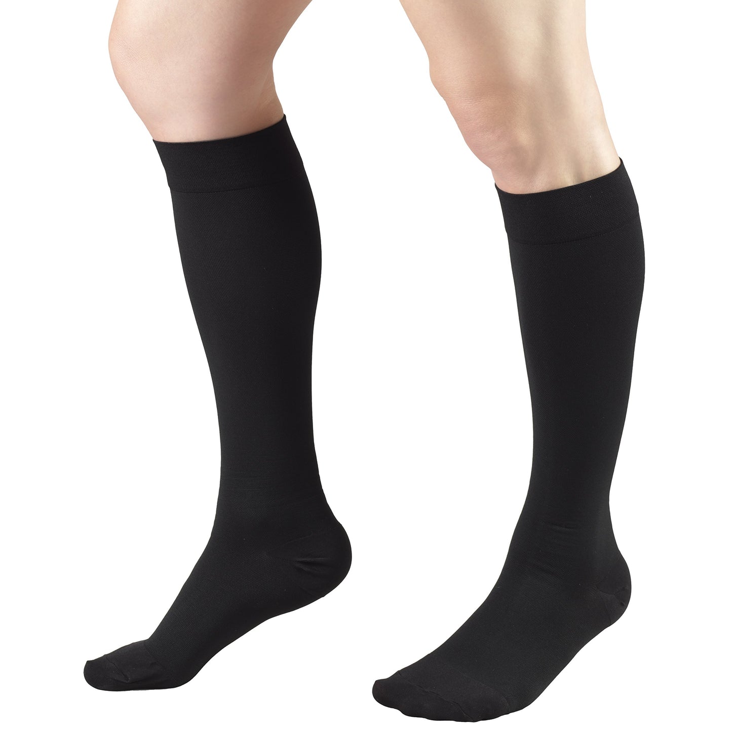Truform 30-40 mmHg Compression Stockings for Men and Women, Knee High Length, Closed Toe, Black, Large