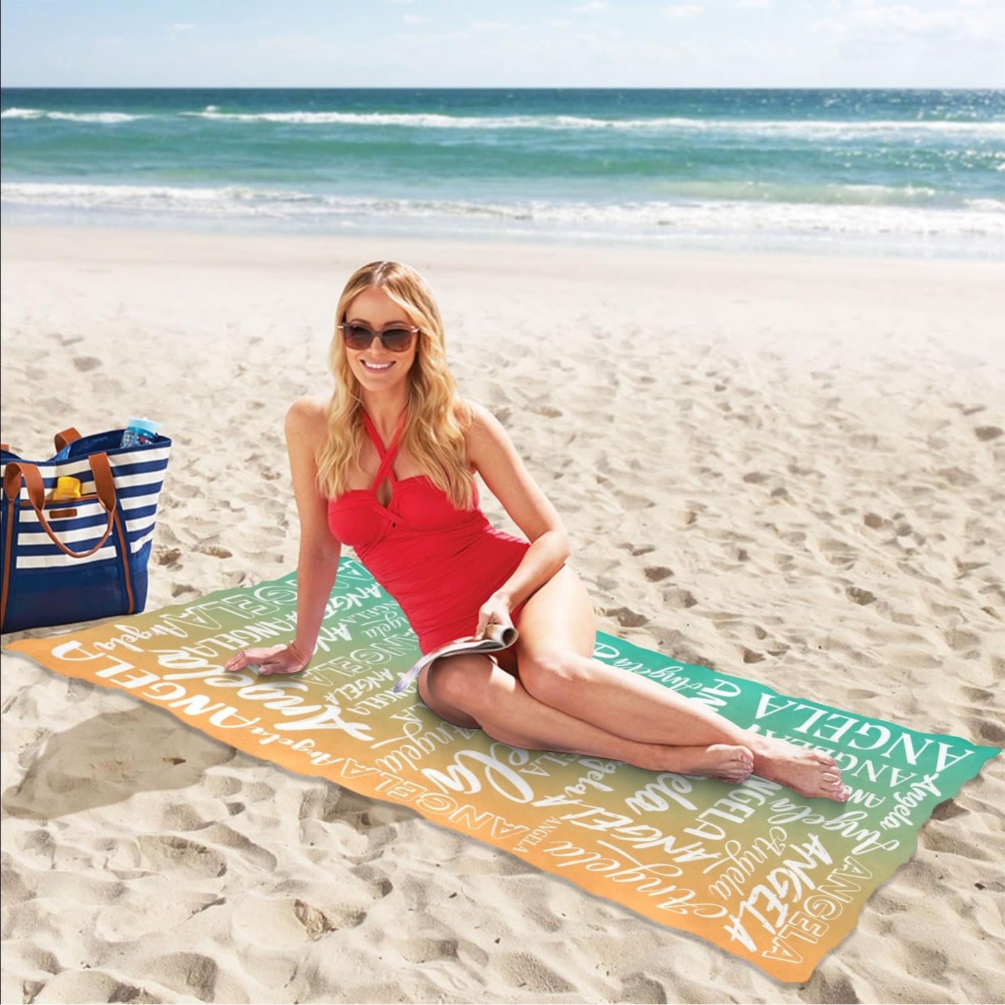 Esmtuaij Personalized Beach Towels for Kids and Adults, Custom Beach Towels with Name, Custom Quick-Drying Travel & Pool & Beach Towels,Customized Gifts for Women & Men & Children