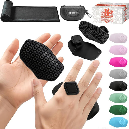 Silicone Workout Grips Kit - Weight Lifting Gloves Alternative | Includes Gym Towel & Storage Case, Palm Protection Pads for Dumbbells & Barbells