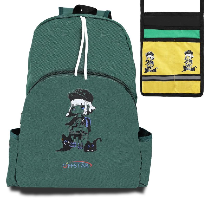 Offstar Travel Backpack, Leisure Backpack, Simple Cute Backpack, Anime Theme Bag, Sports Backpack, Suitable for Lighter Days or Weekend Outings, Military Green