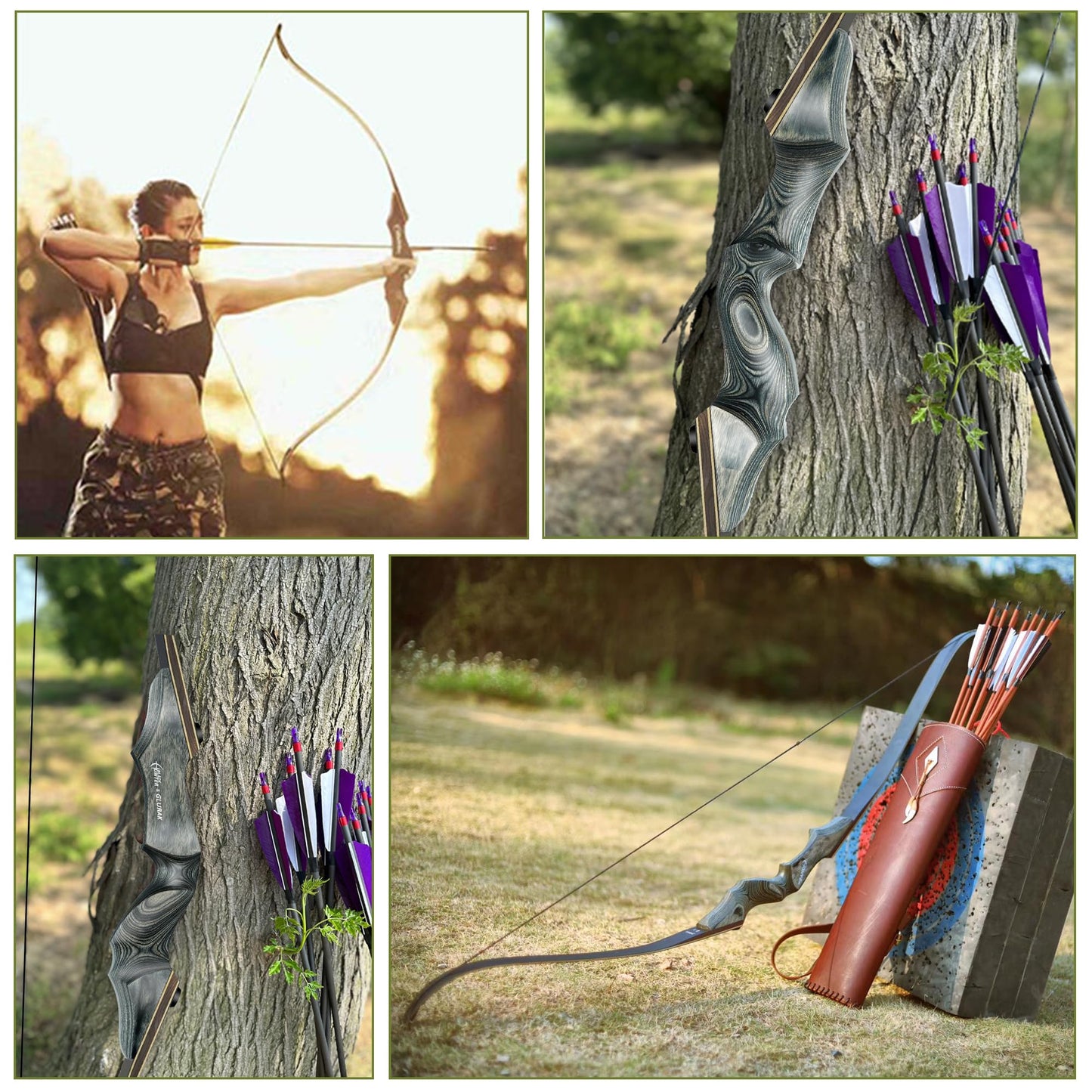 Black Hunter Takedown Recurve Bow, 60" Right Handed with Ergonomic Design for Outdoor Training Practice (50 lb, Right Hand)