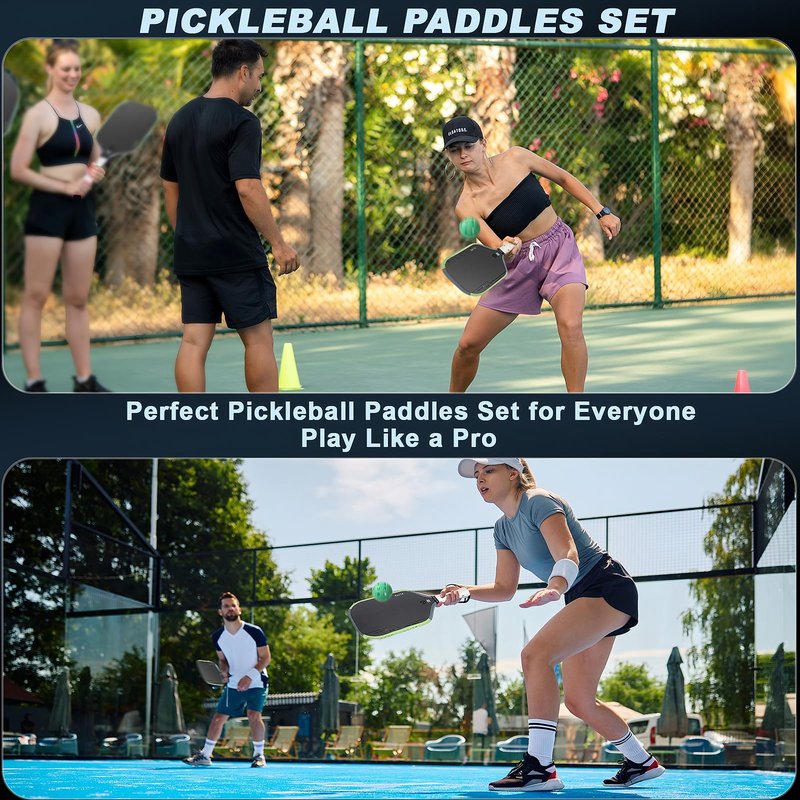 Elite MAX S4 Pickleball Paddle-16MM Carbon Fiber Pickleball Paddle Carbon Fiber Surface Hybrid Paddle Increased Power It Adopts The Fourth-Generation Core Technology of Hot-Pressing Molding Blue