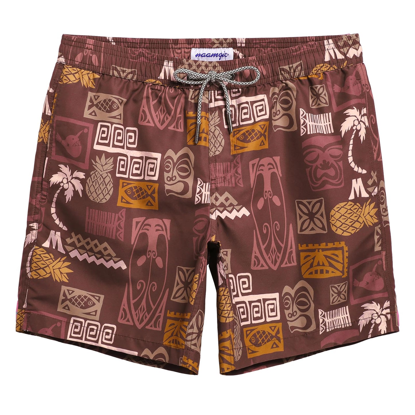 maamgic Mens Swim Trunks Quick Dry Swim Shorts with Mesh Lining Funny Swimwear Bathing Suits 7inch Brown Totem XX-Large