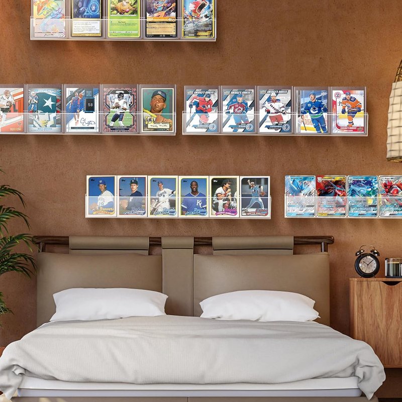 Baseball Card Wall Display Rack - 12 High Clarity PET Frames | Holds 72 Raw Cards or 60 Top Loaders