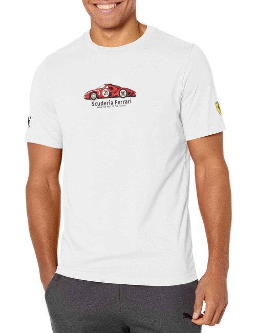 PUMA Men's Scuderia Ferrari Formula 1 Graphic T-Shirt, White, Medium