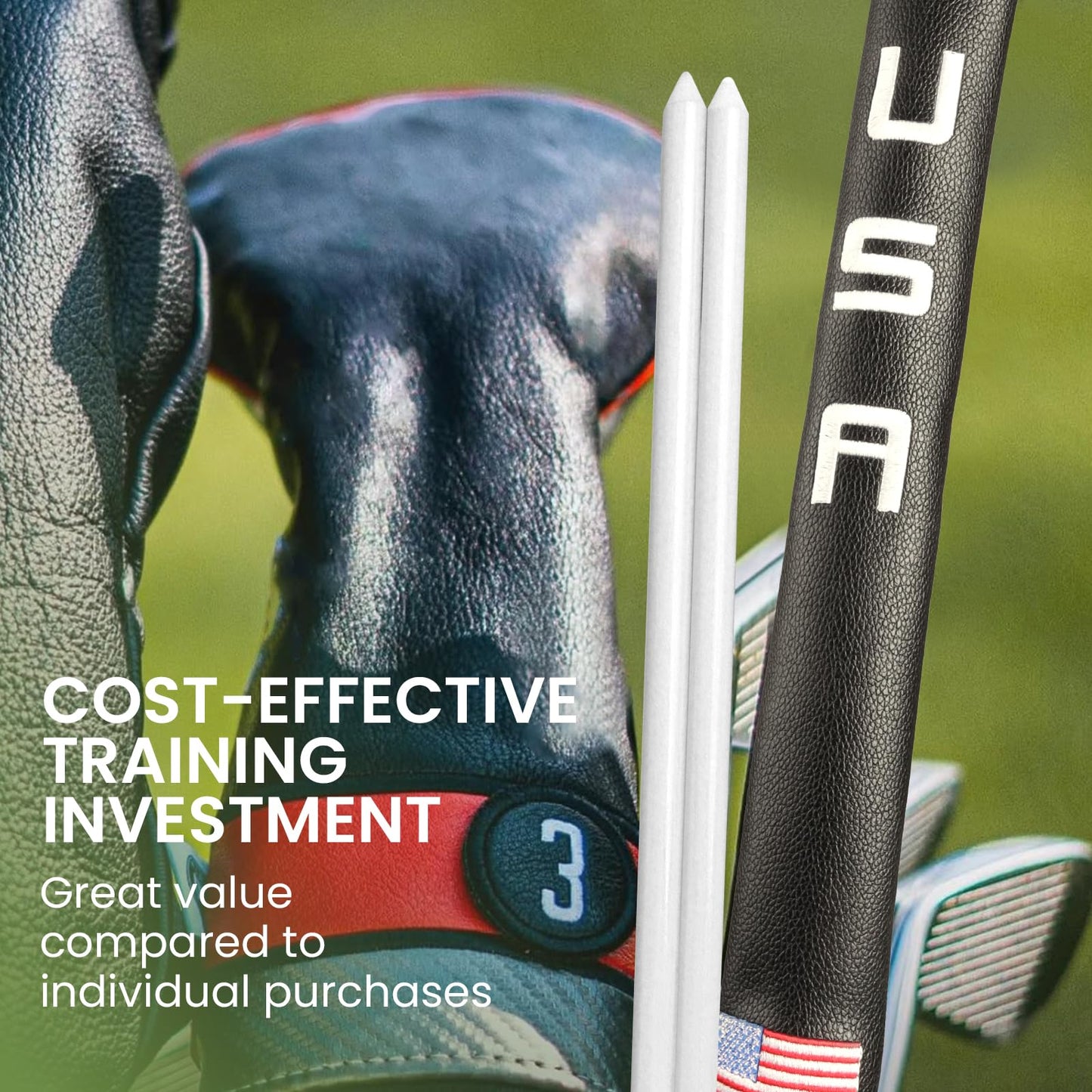 Billisa Golf Alignment Sticks 43 Inches Value 5-Pack with Premium Cover, Training Rods Essential Aiming Stick for Perfect Swing & Accurate Aiming & Effective Practice Guide (5 Pcs in White)